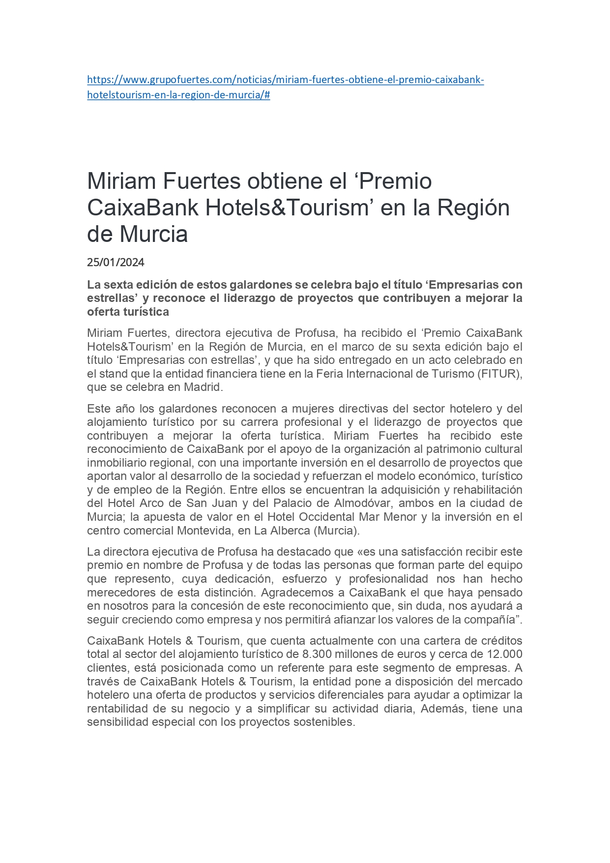 2024 01 25 PREMIO HOTELS+TOURIMS A MIRIAM FUENTES